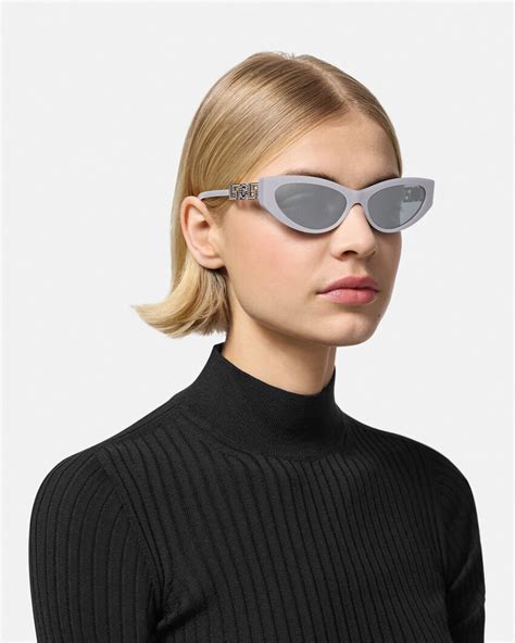 versace rimless cat-eye open-temple sunglasses|Greca Strass Cat.